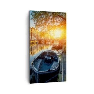 Lærredstryk - Billede på lærred - Morgen i Amsterdam - 45x80 cm