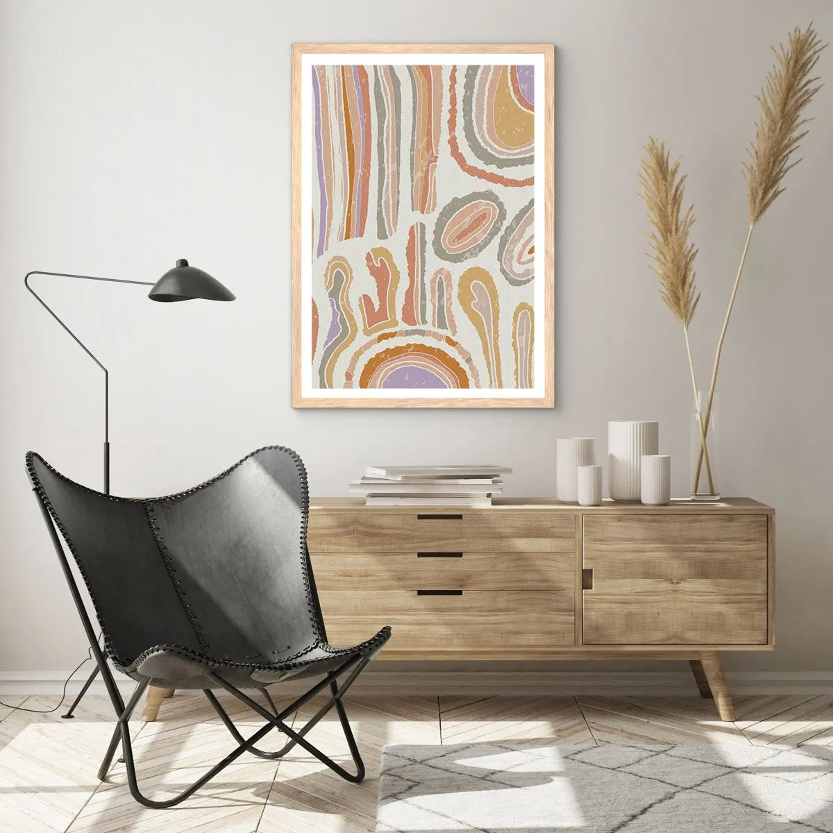 Plakat i ramme af lyst egetræ - Farverige tværsnit - 30x40 cm
