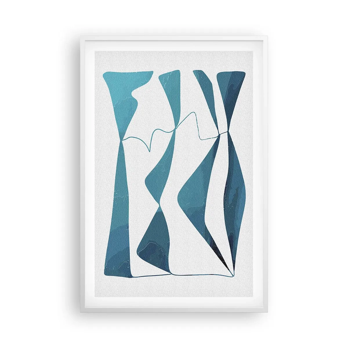 Plakat i hvid ramme - Abstraktion: en turkis sammensætning - 61x91 cm