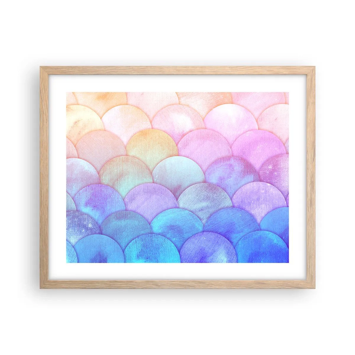 Plakat i ramme af lyst egetræ - Perleskaller - 50x40 cm