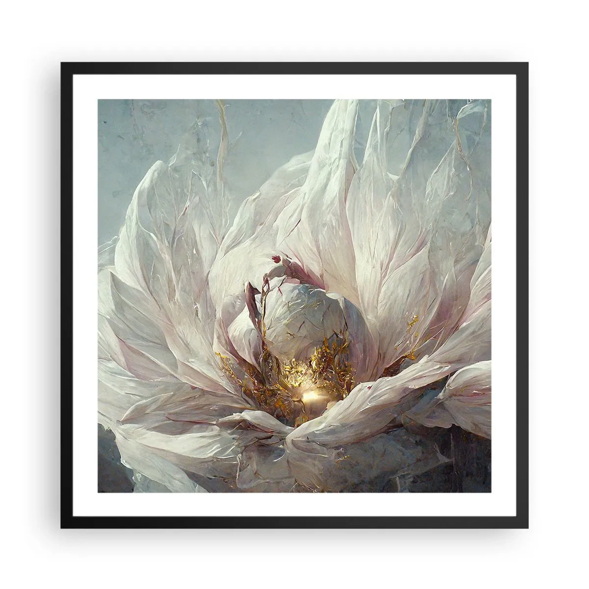 Plakat i sort ramme - Blomstrer en gang om hundrede år - 60x60 cm