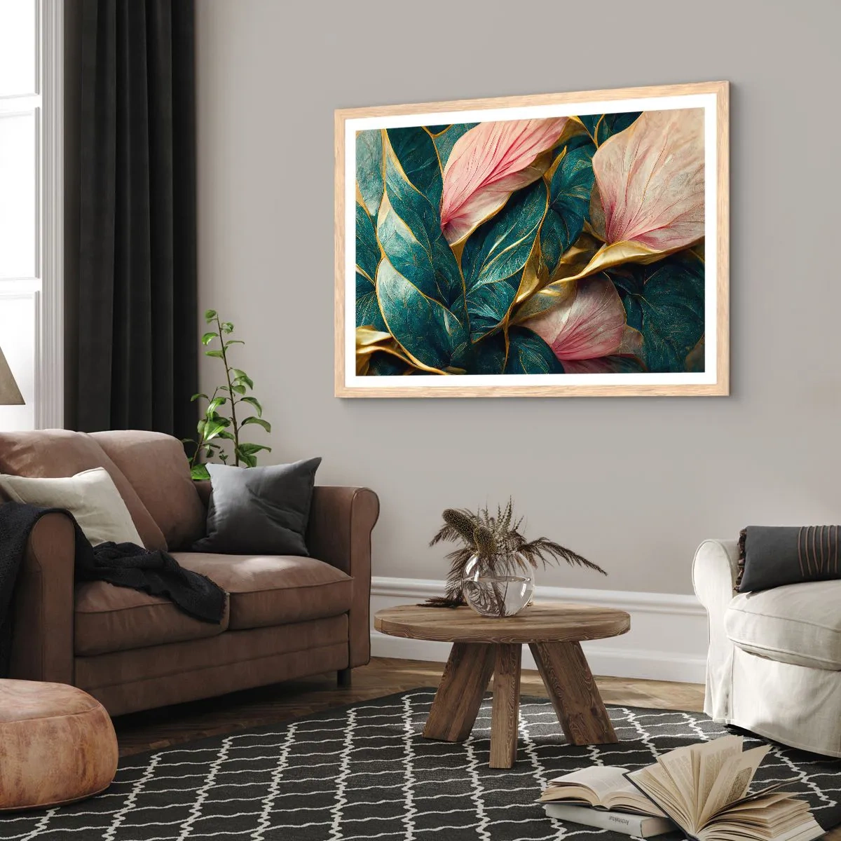 Plakat i ramme af lyst egetræ - Naturlig elegance og stil - 70x50 cm