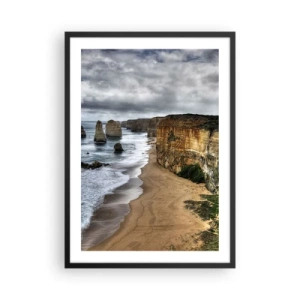 Plakat i sort ramme - Malerisk kyst med klippeformationer - 50x70cm - Rå skønhed - Moderne vægdekoration til stue og soveværelse ARTTOR