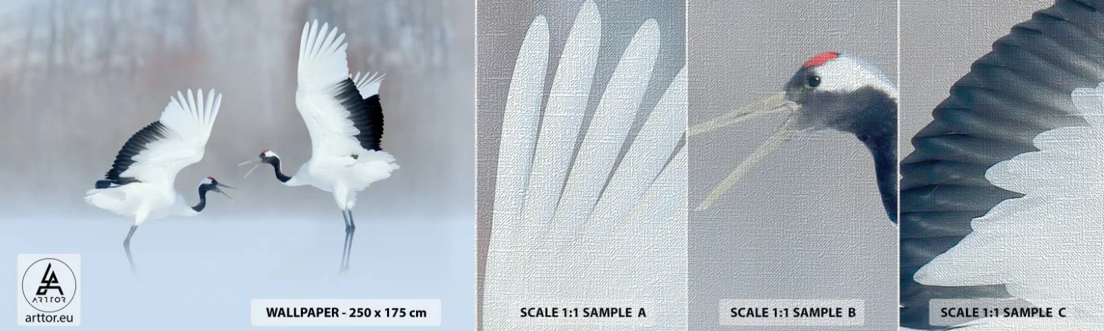 Prøve Fototapet Premium Canvas - Danser i tågen - Vinter, Fugl, Natur - 100x30 cm