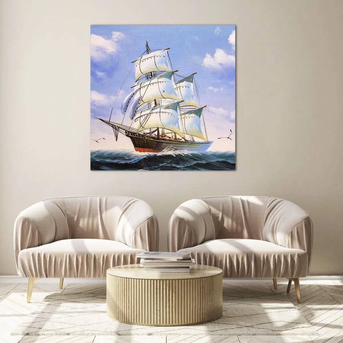 Billede på glas - Stolt med vinden - 70x70 cm