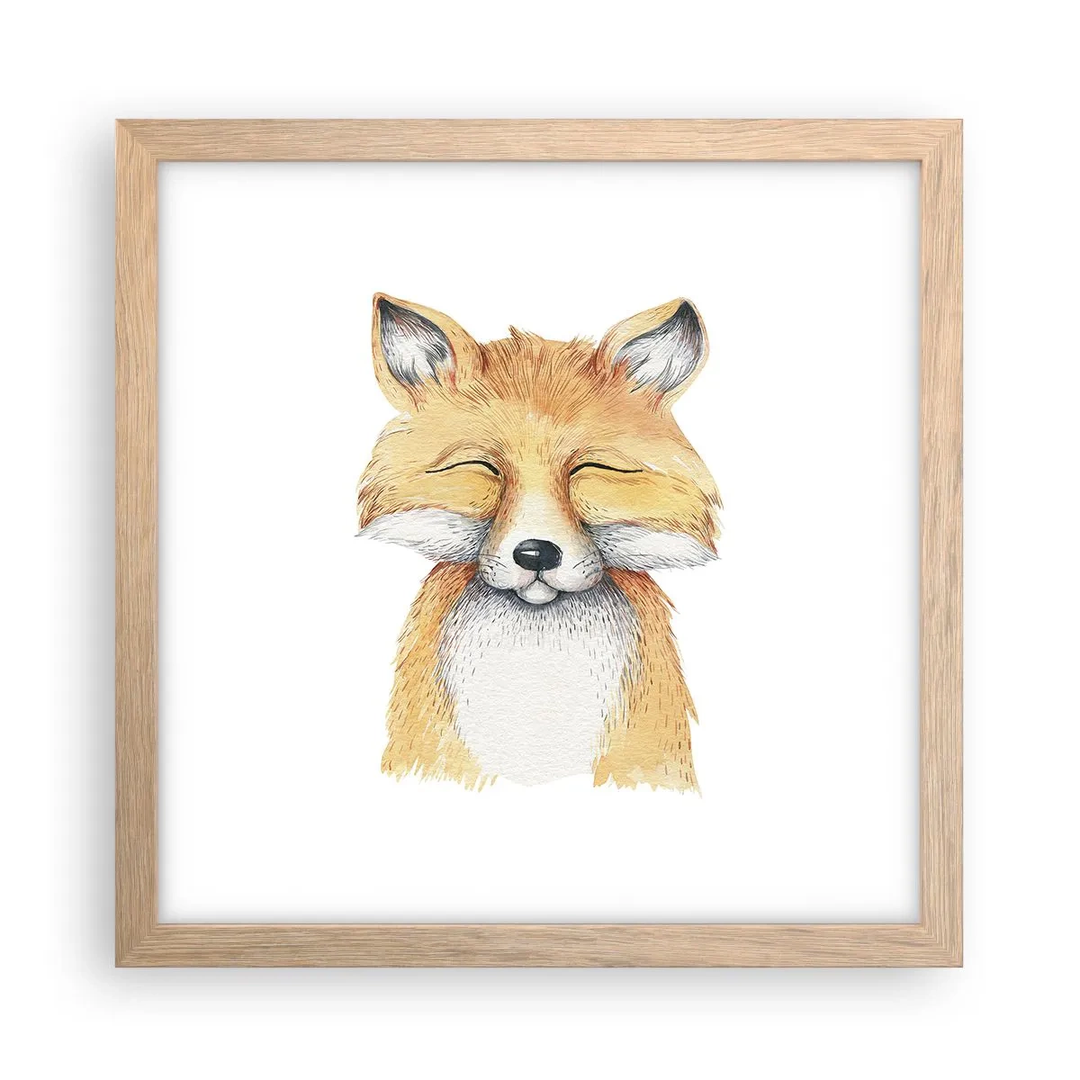 Plakat i ramme af lyst egetræ - Rævehumor - 30x30 cm