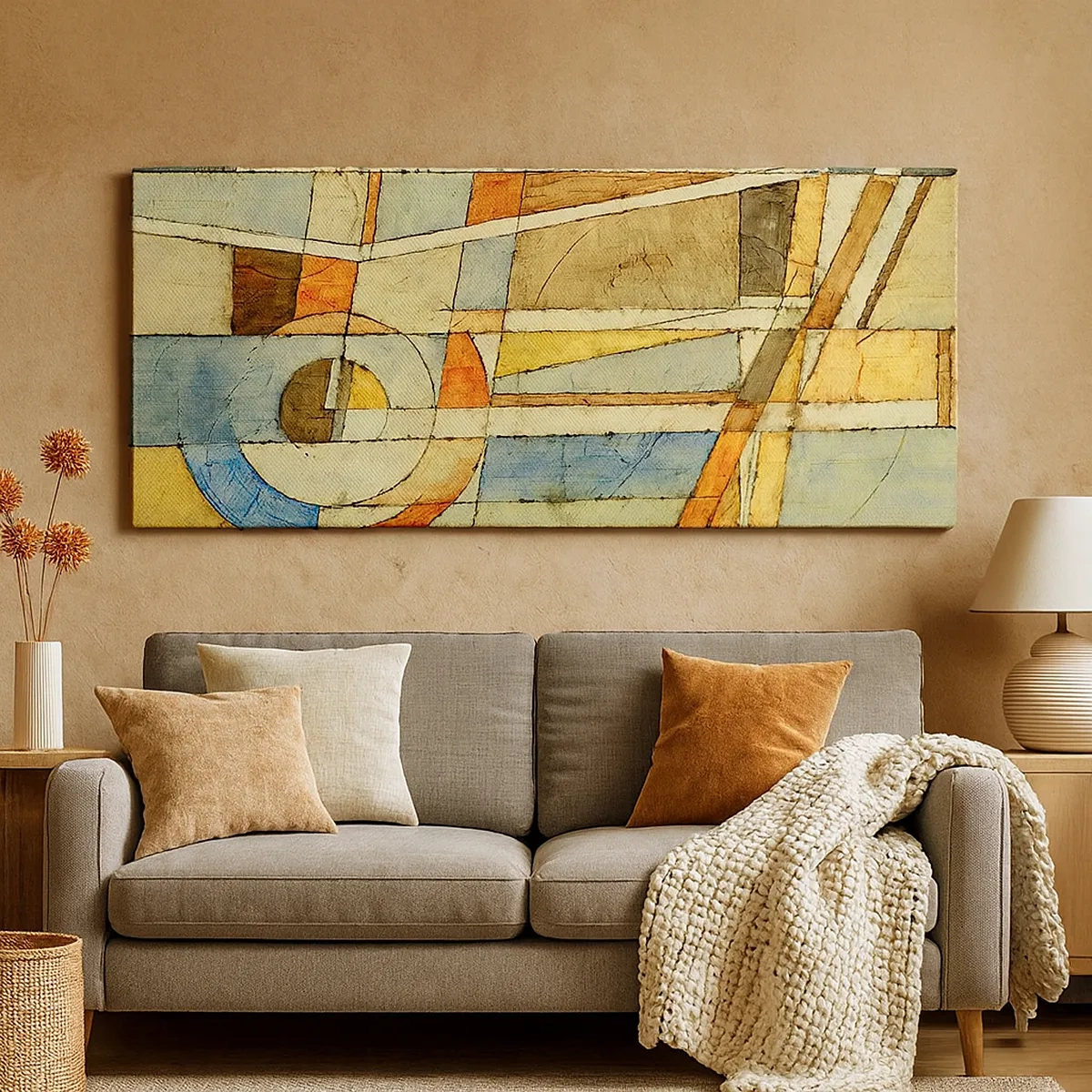 Lærredstryk - Billede på lærred - Kubisme på en byggeplads - 30x30 cm