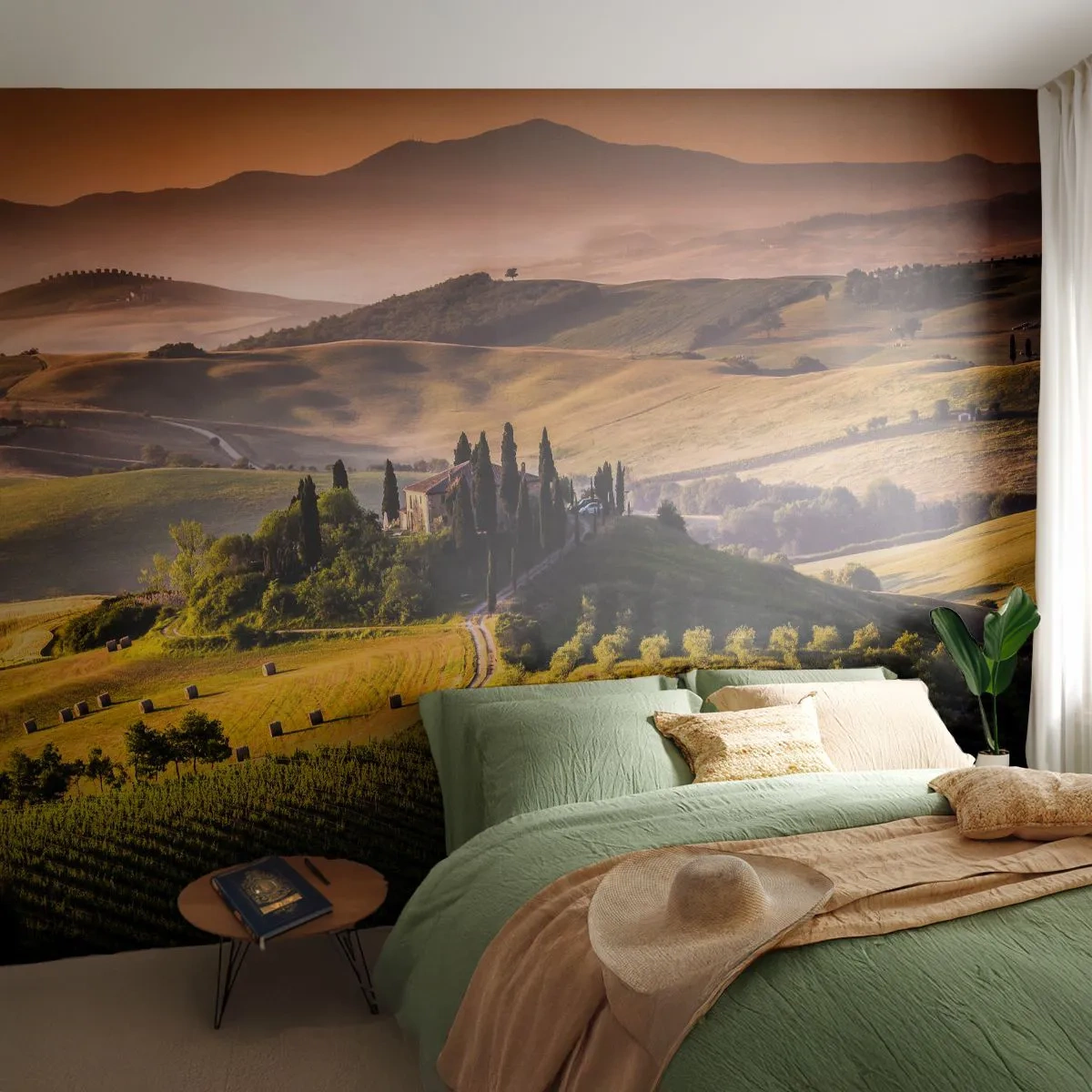 Fototapet Premium Sand - Arcadia - Det toscanske landskab - Landskab, Toscana, Vinmarker - 100x70 cm
