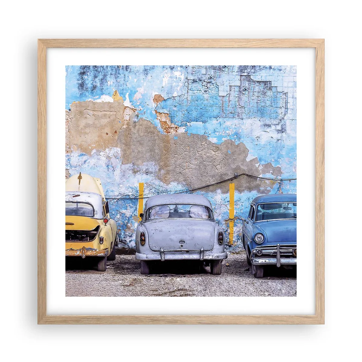 Plakat i ramme af lyst egetræ - Møde for veteraner - 50x50 cm