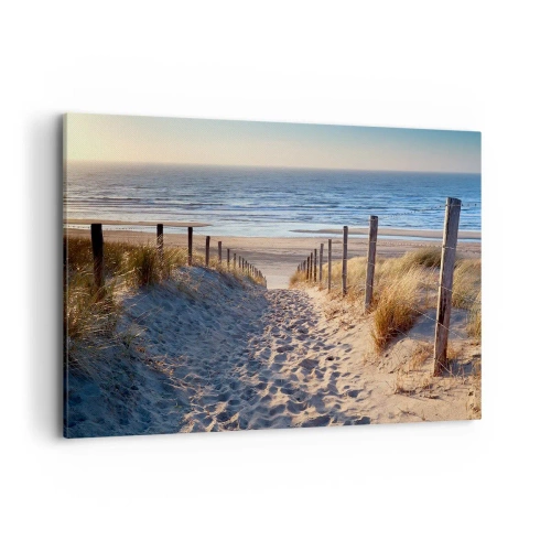 Lærredstryk - Billede på lærred - Havet brummer, fuglene synger, en vild strand midt i græsset.... - 120x80 cm