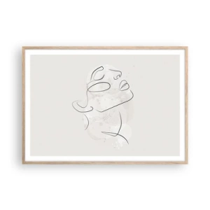 Plakat i ramme af lyst egetræ - Skitse af drømmen - 100x70 cm