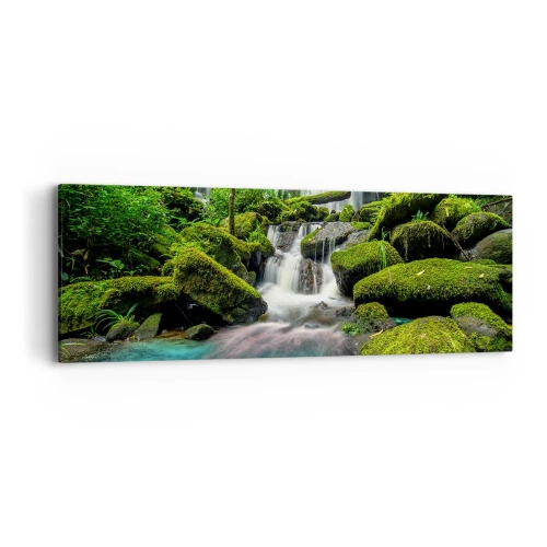 Lærredstryk - Billede på lærred - Turkis, safirer og flydende sølv - 90x30 cm