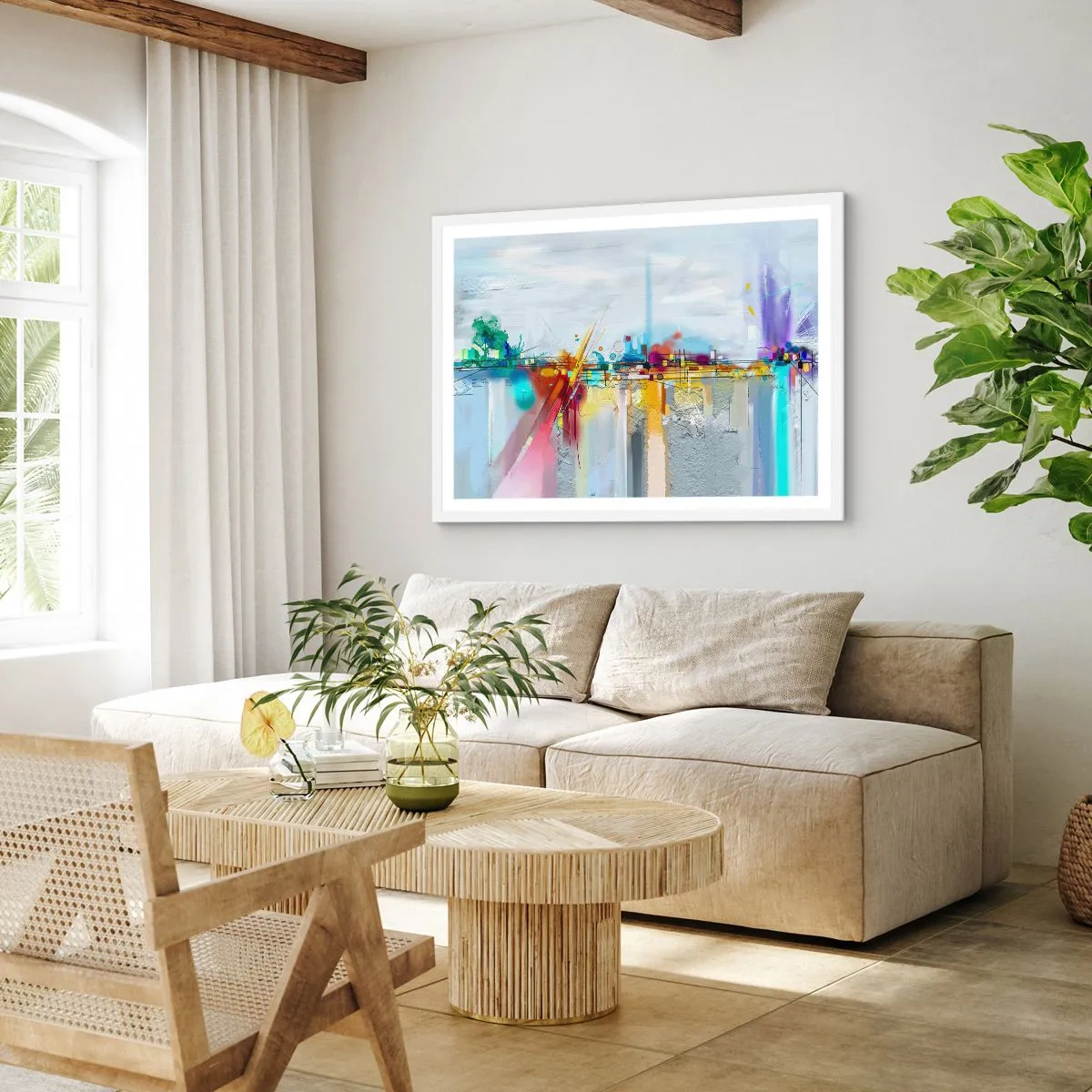 Plakat i hvid ramme - Glædens bro over livets flod - 50x40 cm