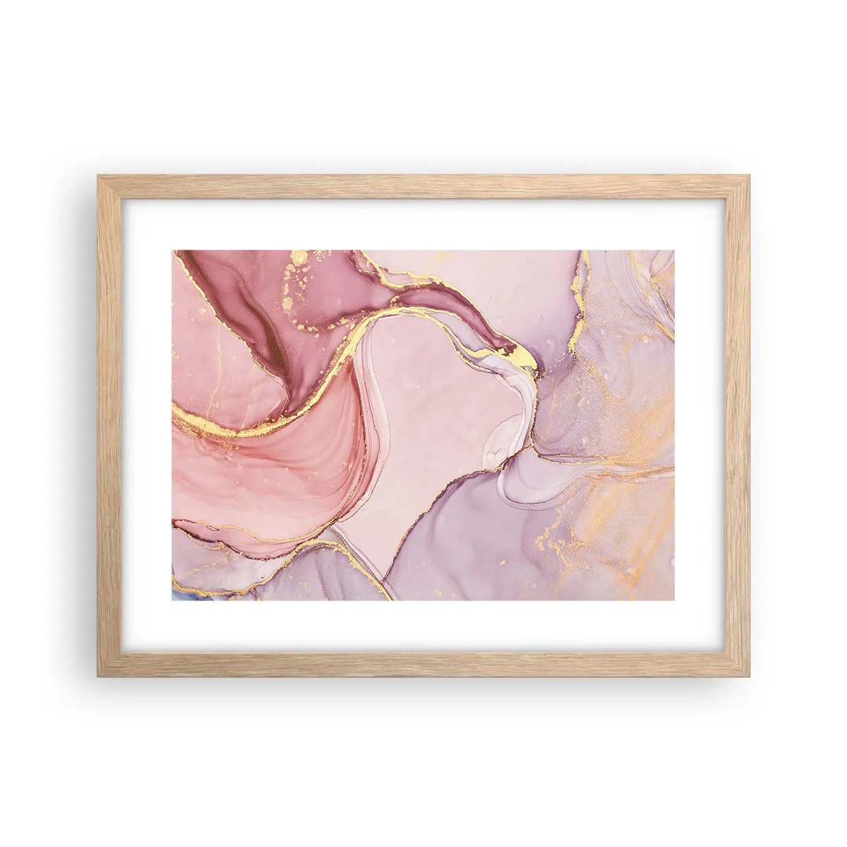 Plakat i ramme af lyst egetræ - Et kærtegn af farver - 40x30 cm