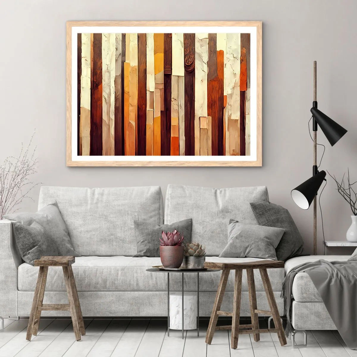 Plakat i ramme af lyst egetræ - Hymne af skovens træer - 50x40 cm