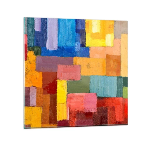 Billede på glas - Hver især forskellige, alle farverige - 30x30 cm