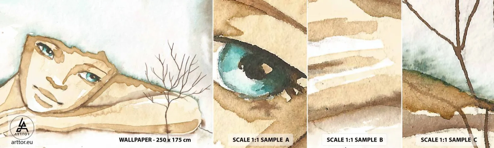 Prøve Fototapet Selvklæbende Deluxe Sticker - Poesiens træ vokser ud af stilheden - Eventyr, Abstraktion, For børn - 100x30 cm