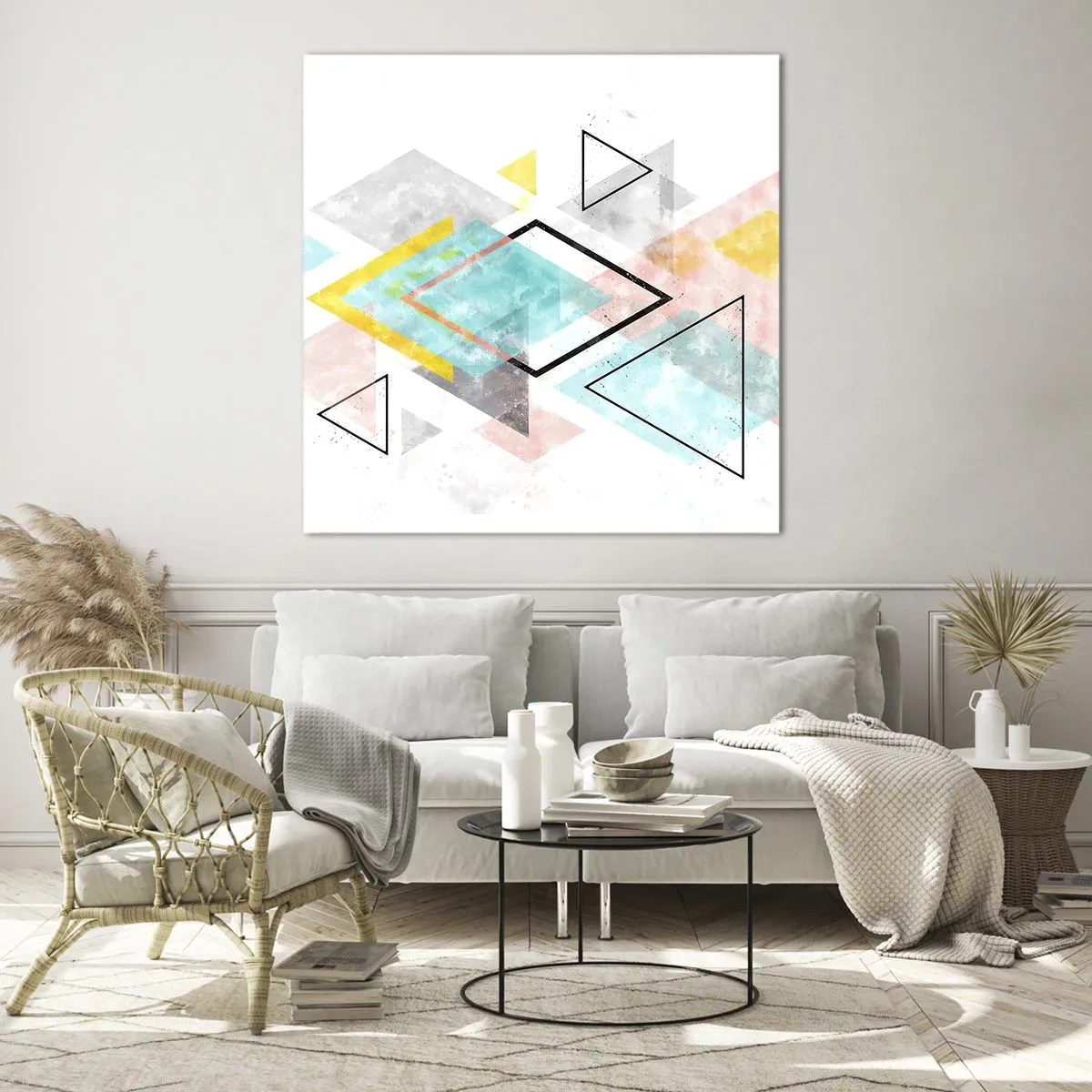 Billede på glas - Geometrisk leg - 50x50 cm