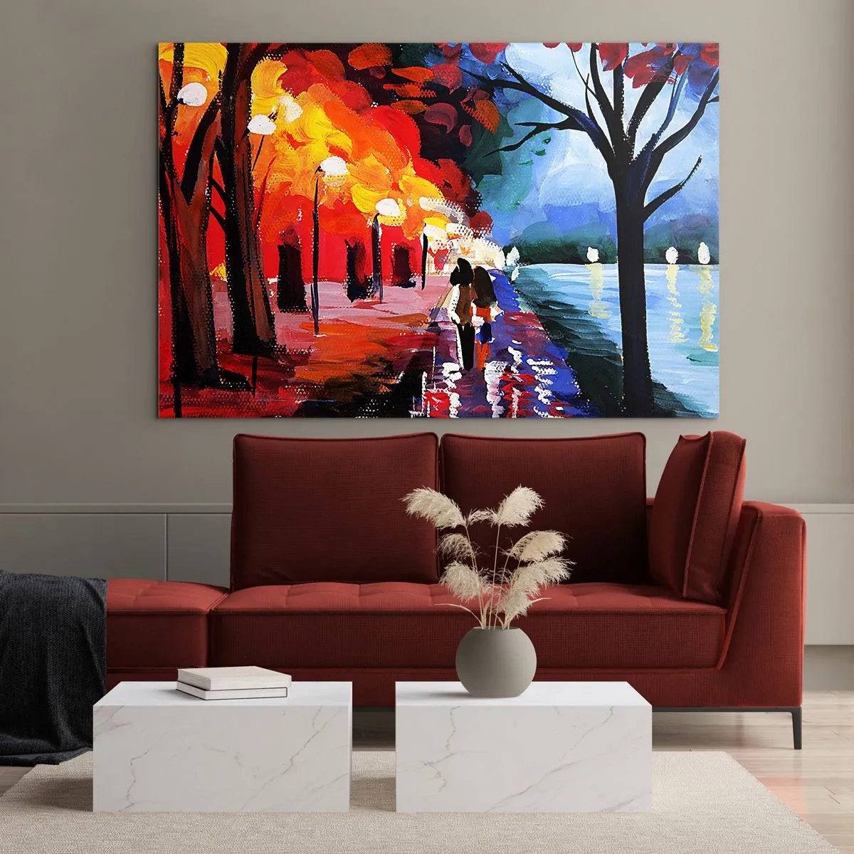 Billede på glas - Flammende efterår i parken - 100x70 cm