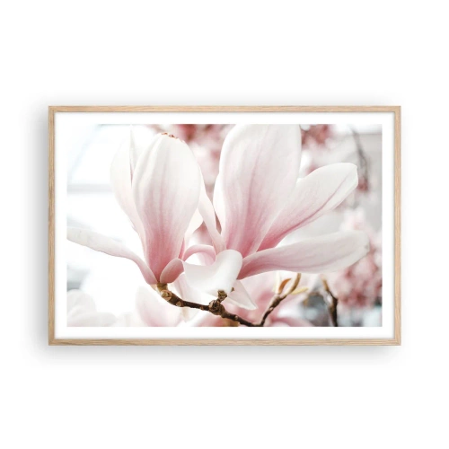 Plakat i ramme af lyst egetræ - Ømhedens umådelighed - 91x61 cm