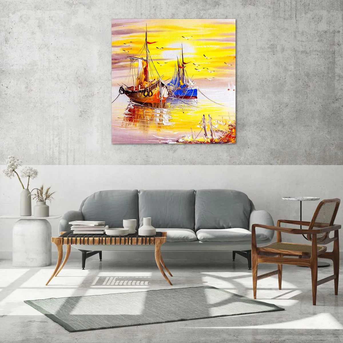 Billede på glas - Et velfortjent hvil i havnen - 30x30 cm