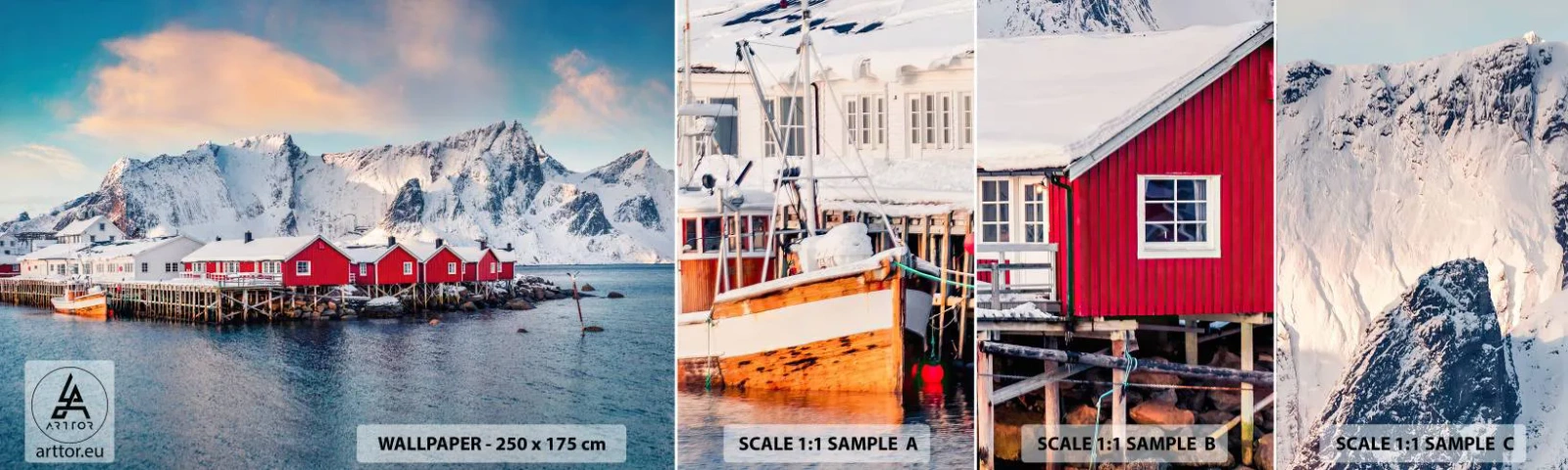 Fototapet Prøve Standard Eco - Nordlig tilbagetrækning - Landskab, Norge, Lofoten - 100x30 cm