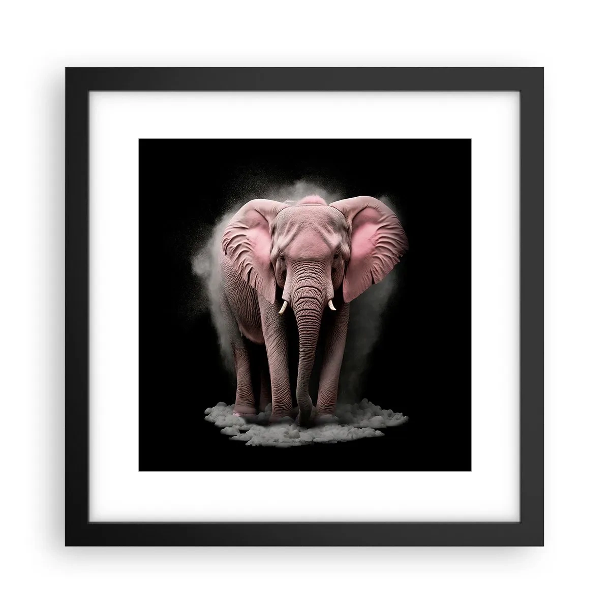 Plakat i sort ramme - Tænk ikke på en lyserød elefant! - 30x30 cm