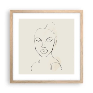 Plakat i ramme af lyst egetræ - Omrids af sensualitet - 40x40 cm