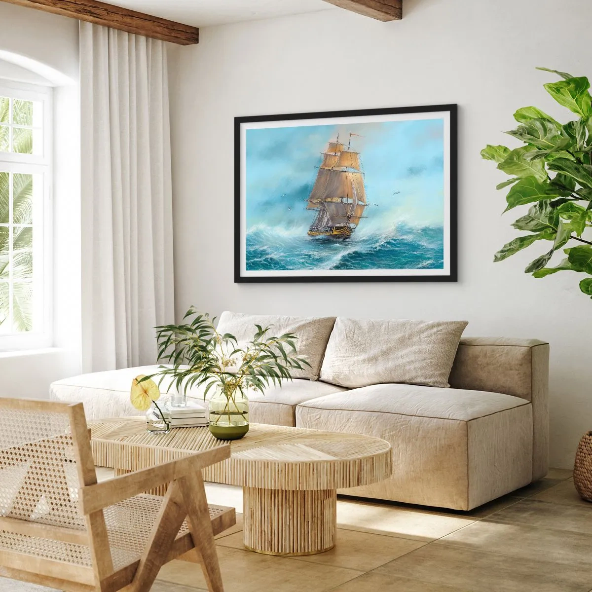 Plakat i sort ramme - Bølgende gennem bølgerne - 100x70 cm