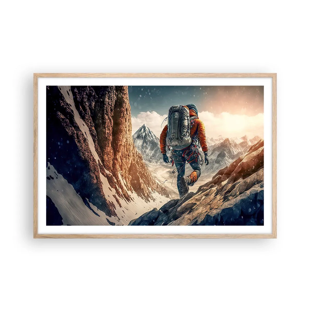 Plakat i ramme af lyst egetræ - Ensom kriger - 91x61 cm