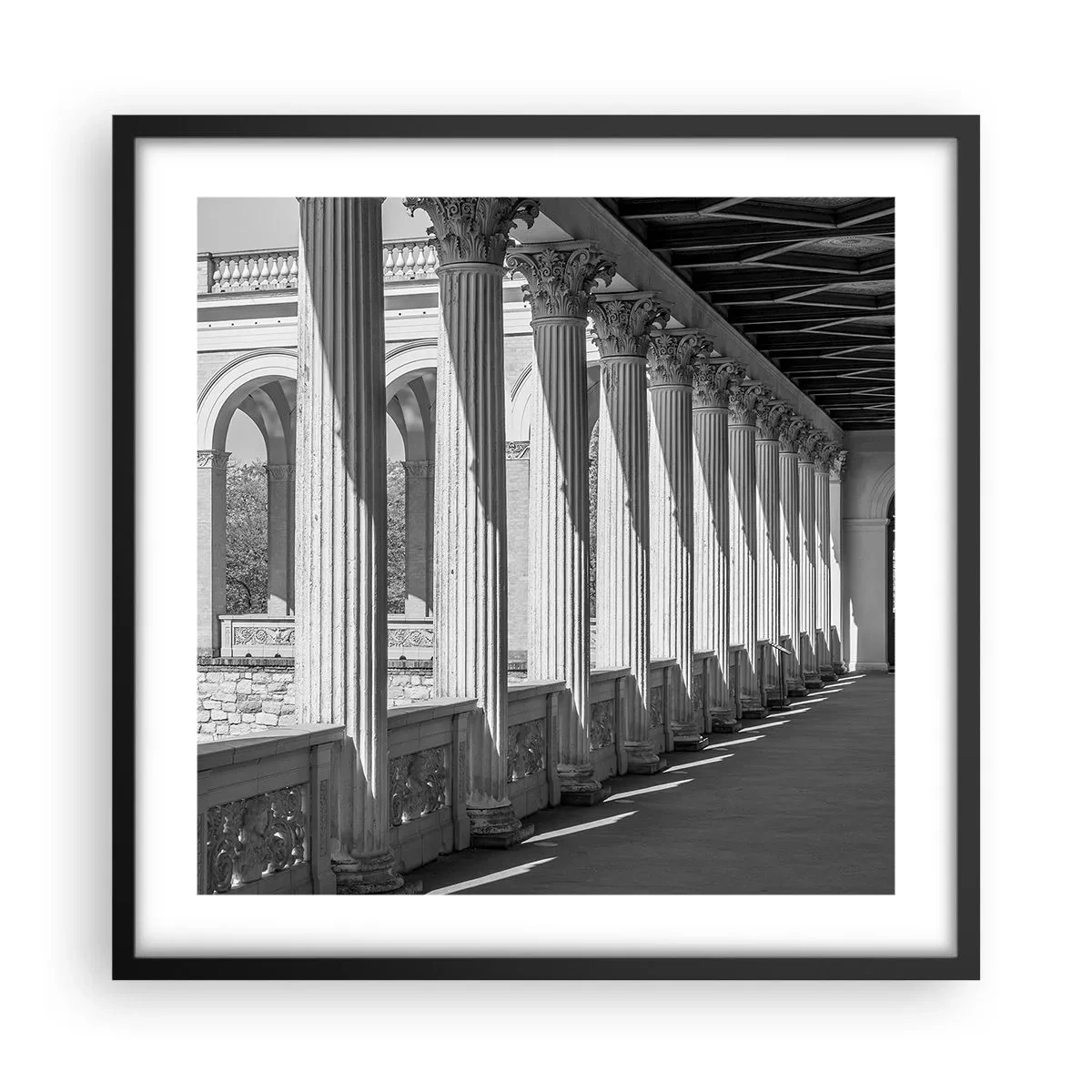 Plakat i sort ramme - Solrig arkade - 50x50 cm