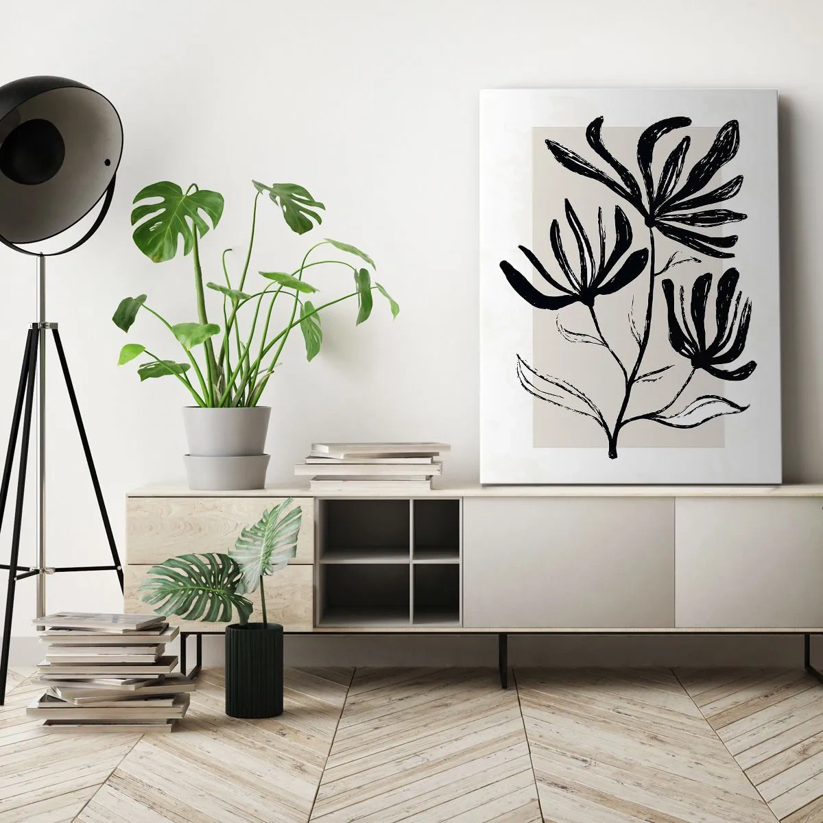 Lærredstryk - Billede på lærred - Skitse til et herbarium - 50x70 cm