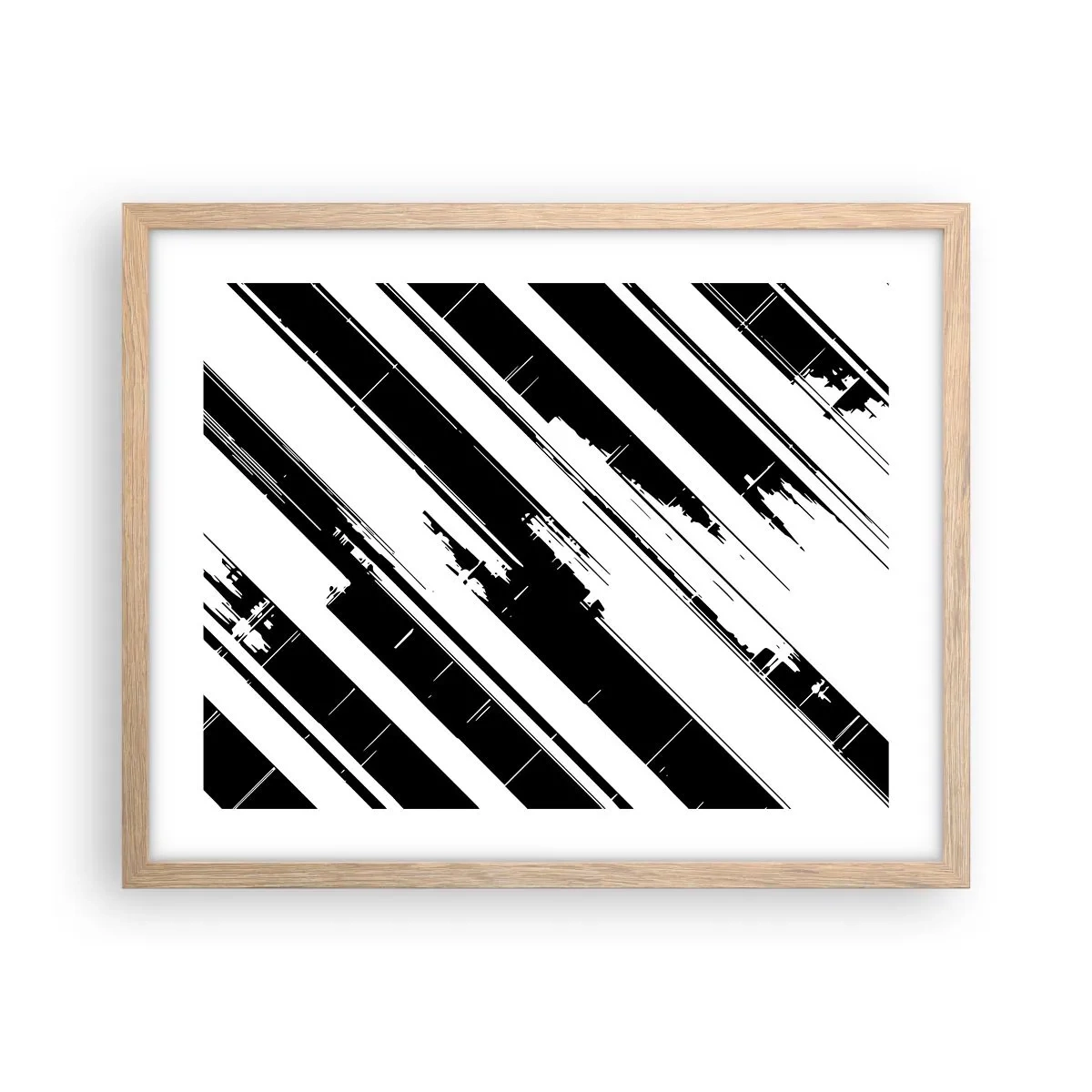 Plakat i ramme af lyst egetræ - Intens og dynamisk komposition - 50x40 cm