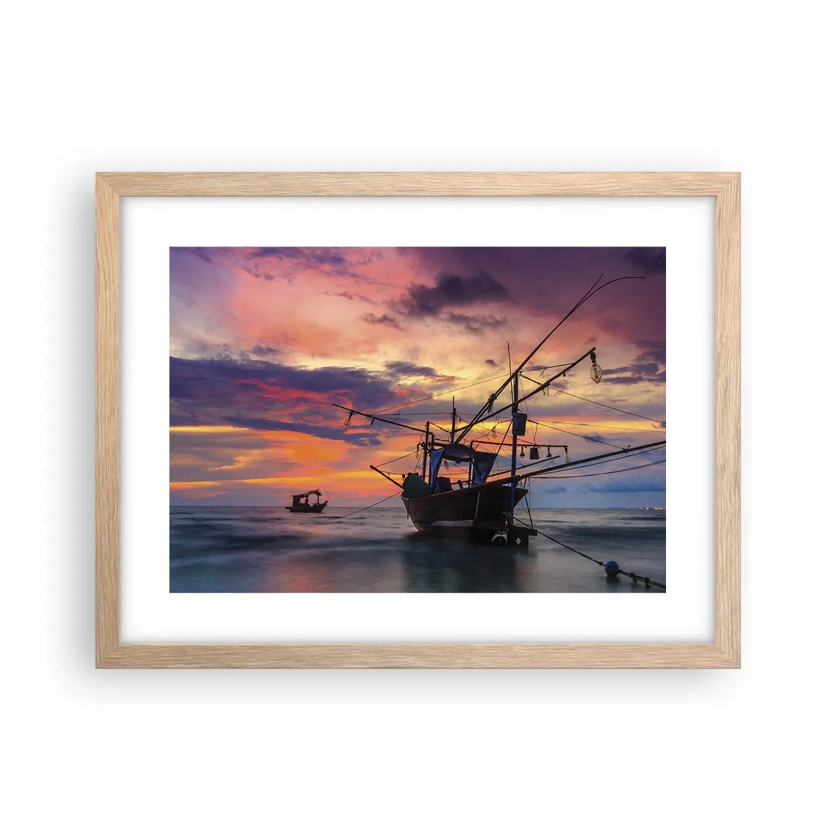 Plakat i ramme af lyst egetræ - En eksotisk aften - 40x30 cm