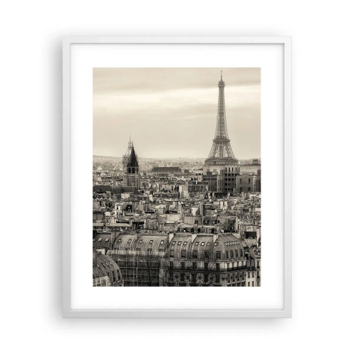Plakat i hvid ramme - Over Paris' hustage - 40x50 cm