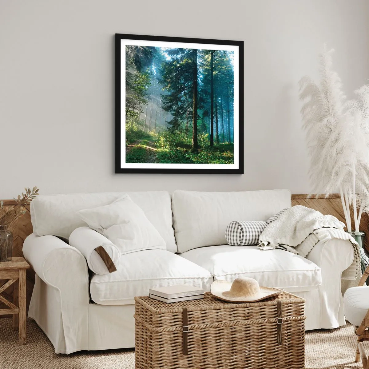Plakat i sort ramme - Strålende om morgenen - 50x50 cm
