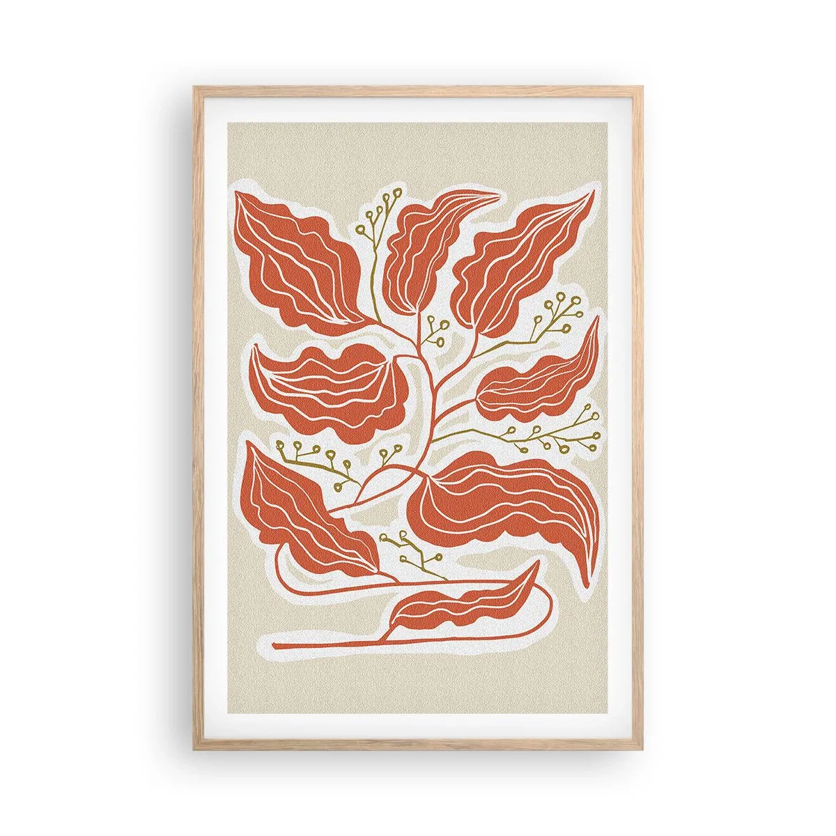 Plakat i ramme af lyst egetræ - Folk og koral - 61x91 cm