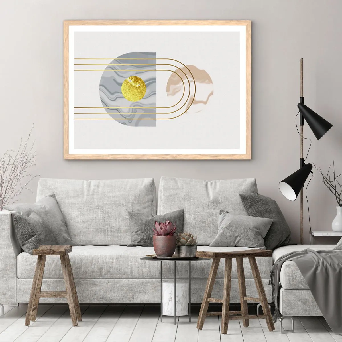 Plakat i ramme af lyst egetræ - Lysstyrke og udstråling - 70x50 cm