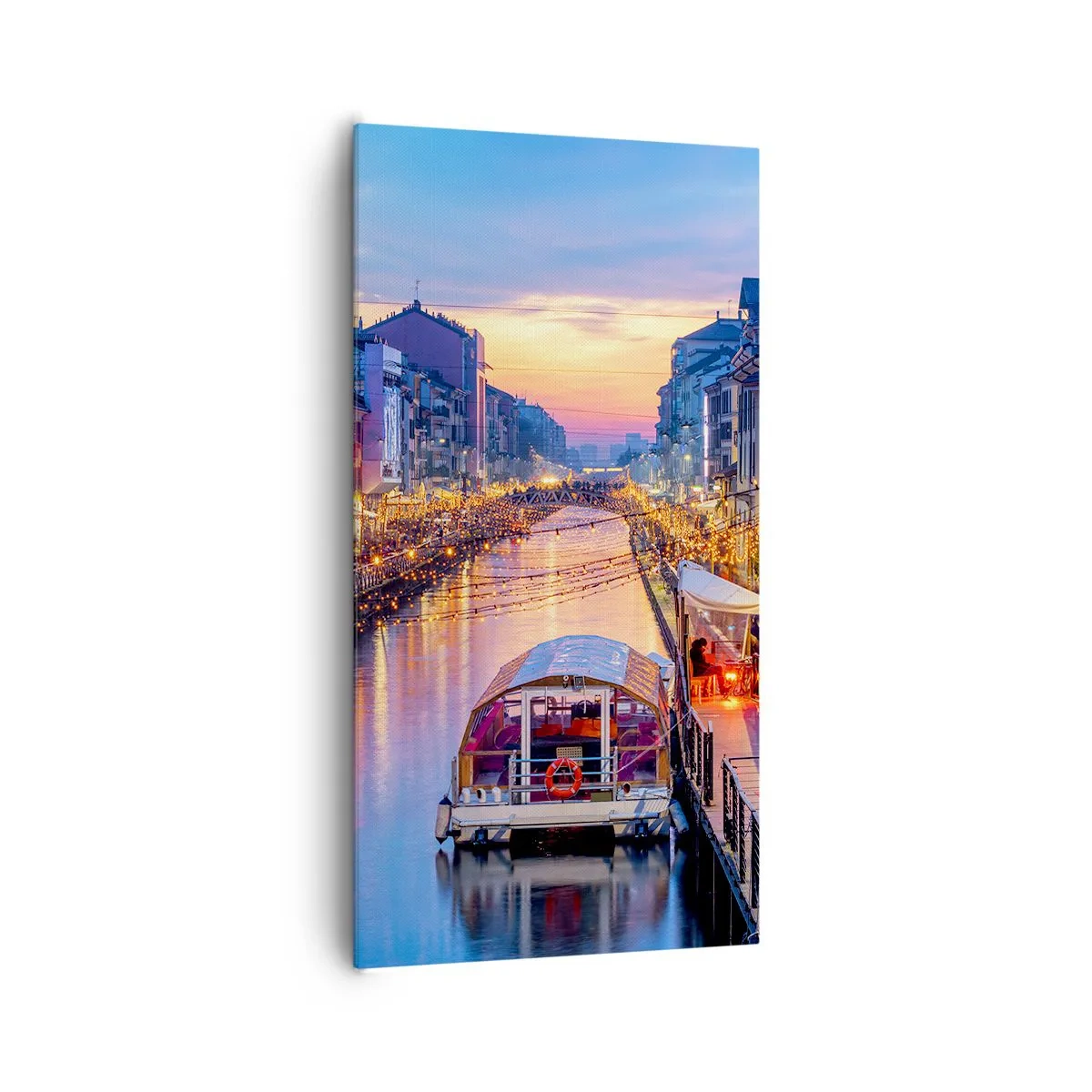 Lærredstryk - Billede på lærred - En aften med lys og sjov - 65x120 cm