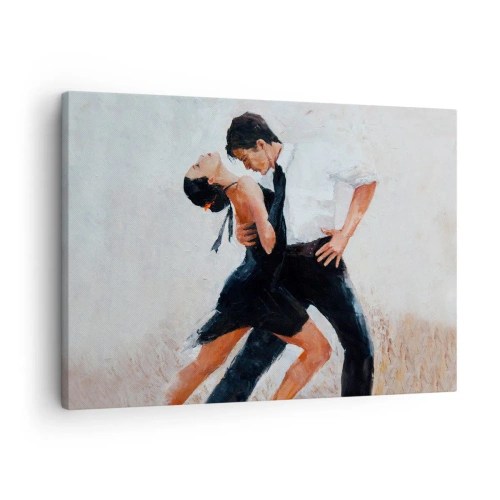 Lærredstryk - Billede på lærred - Et par, der danser, i et elegant, sensuelt billede - 70x50cm - Mine drømmes tango - Moderne vægdekoration til stue og soveværelse ARTTOR