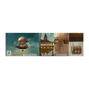 Prøve Fototapet Premium Canvas - Jules Verne hilser - Retro, Rejse, Ballon - 100x30 cm