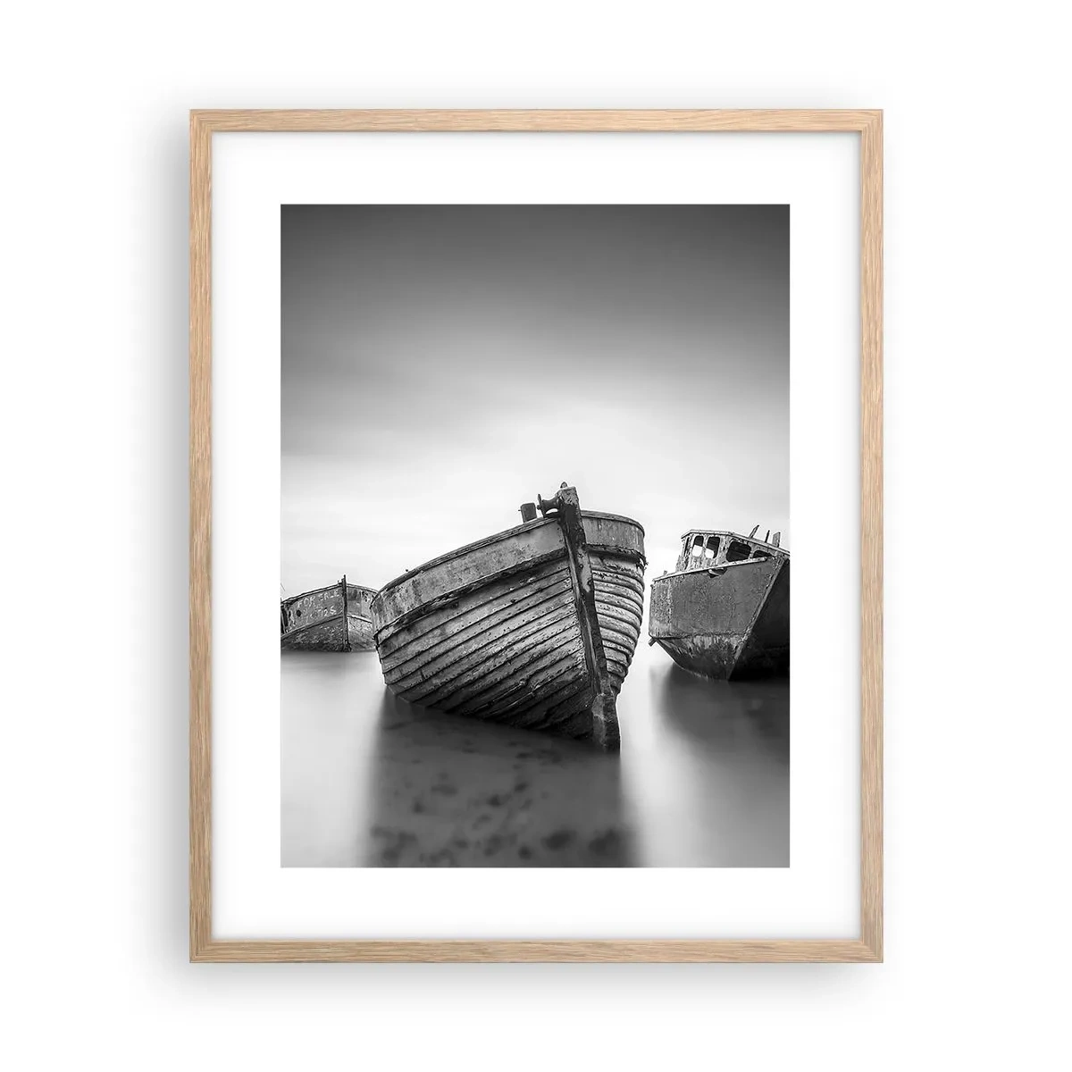 Plakat i ramme af lyst egetræ - Nu er det bare minder... - 40x50 cm
