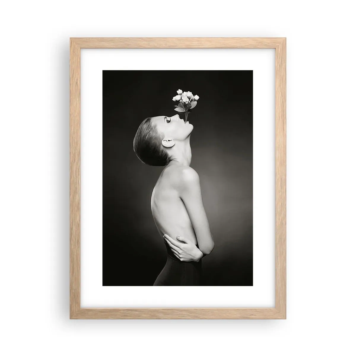 Plakat i ramme af lyst egetræ - Excentrisk elegance - 30x40 cm