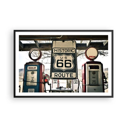 Plakat i sort ramme - En retro-amerikansk rejse - 91x61 cm