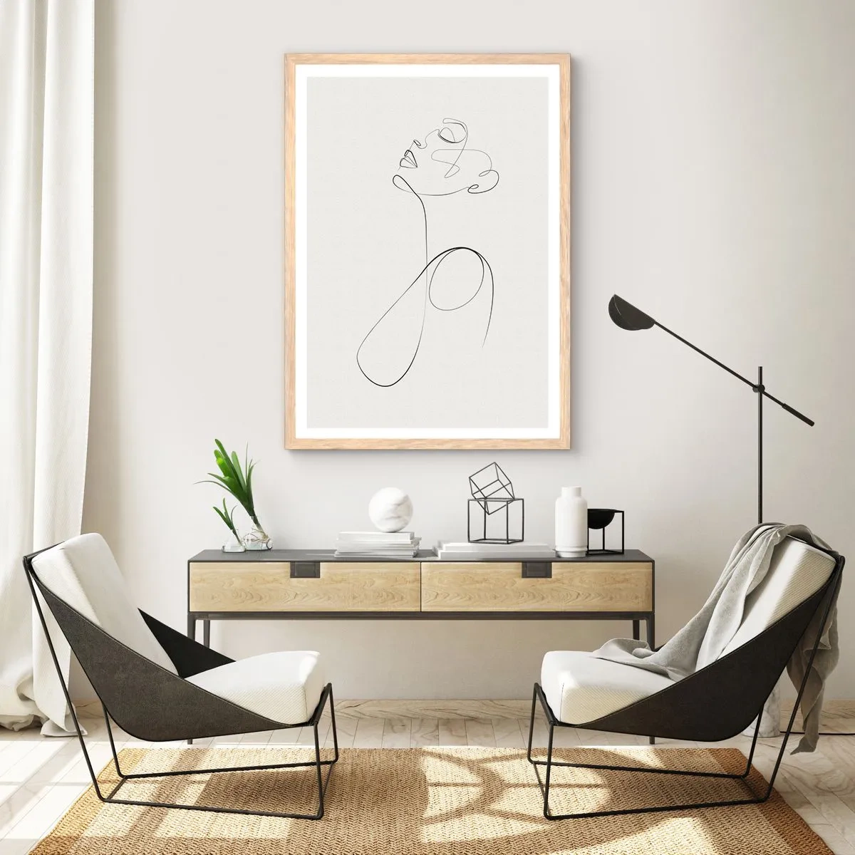 Plakat i ramme af lyst egetræ - Sløjfet i drømme - 70x100 cm