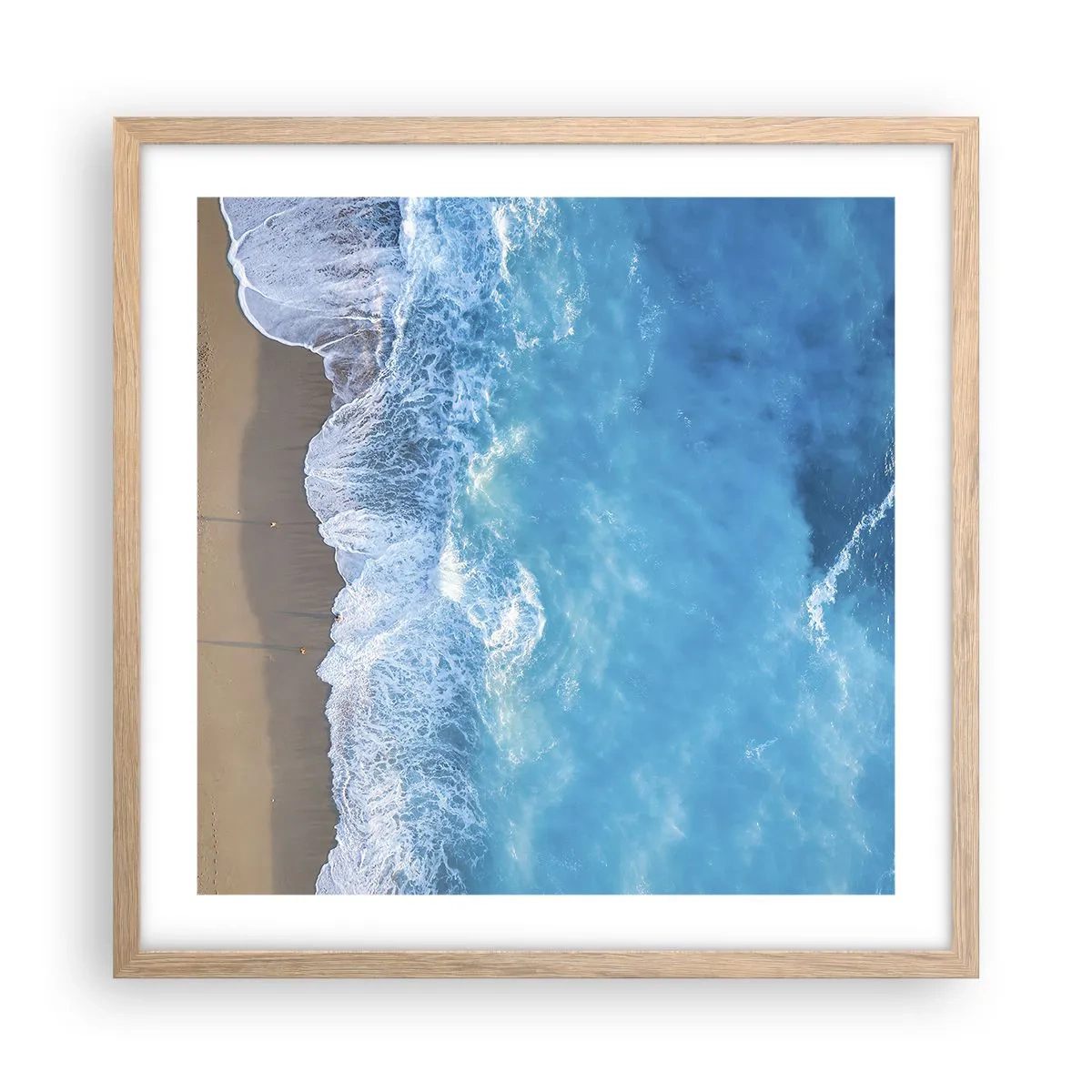 Plakat i ramme af lyst egetræ - Den blå kraft - 50x50 cm