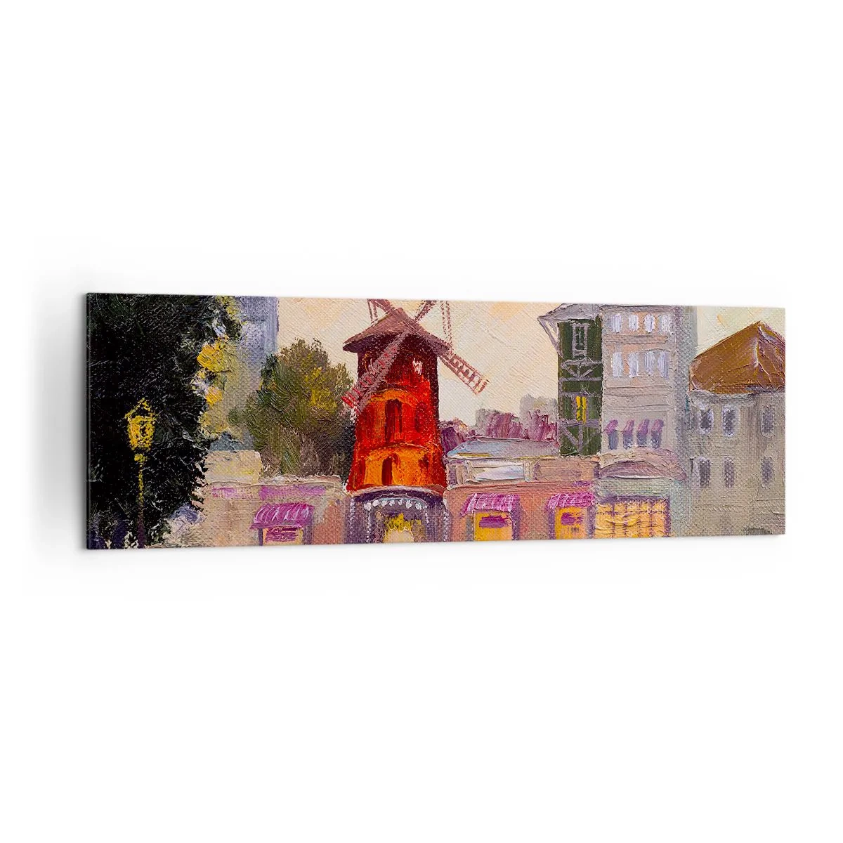 Lærredstryk - Billede på lærred - Parisiske ikoner - Moulin Rouge - 160x50 cm