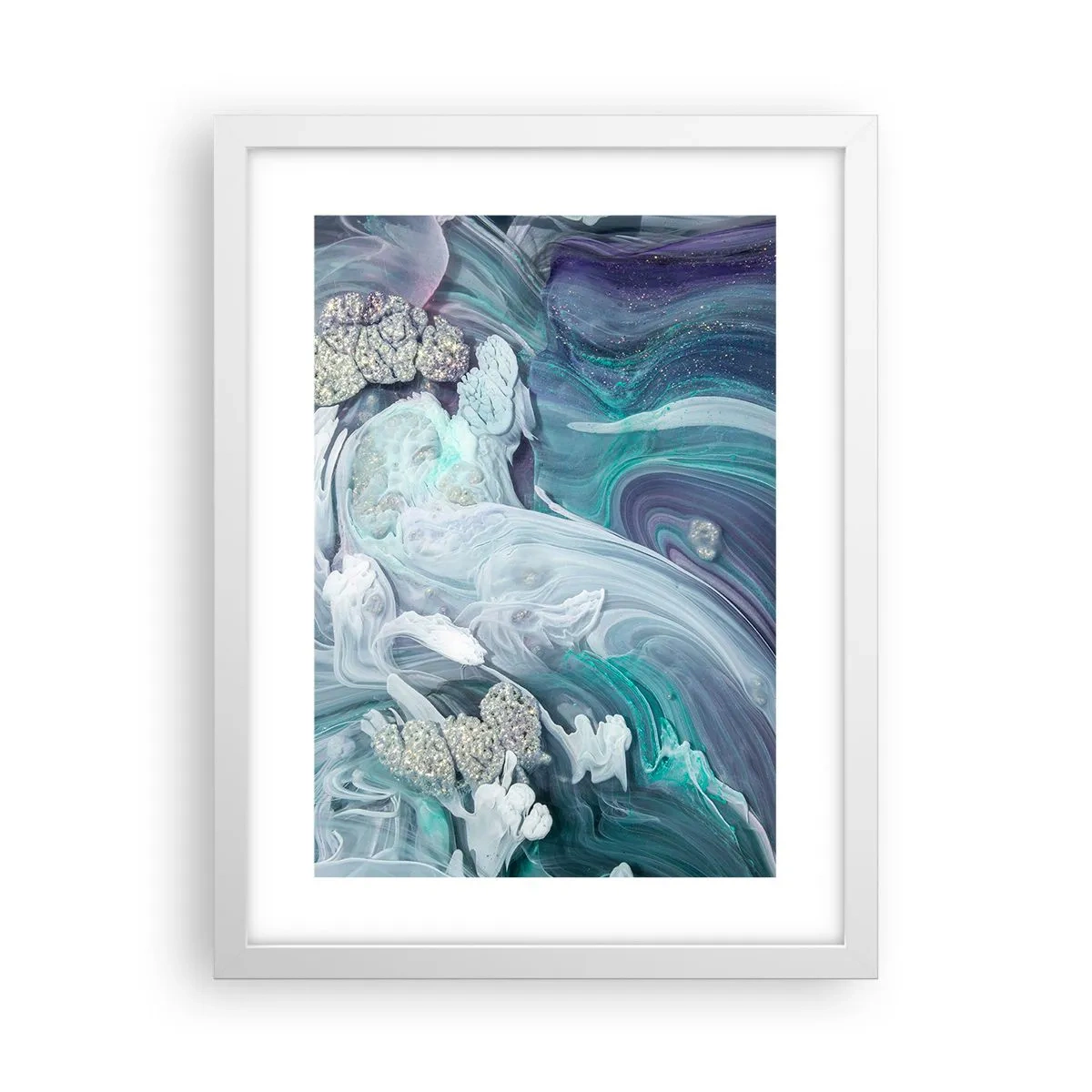 Plakat i hvid ramme - Strømme af blå - 30x40 cm