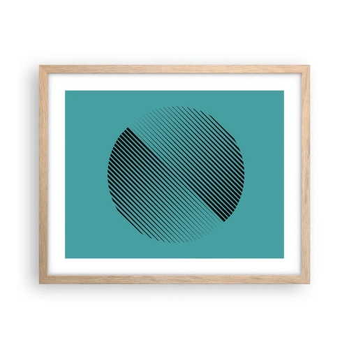 Plakat i ramme af lyst egetræ - Cirklen - en geometrisk variation - 50x40 cm