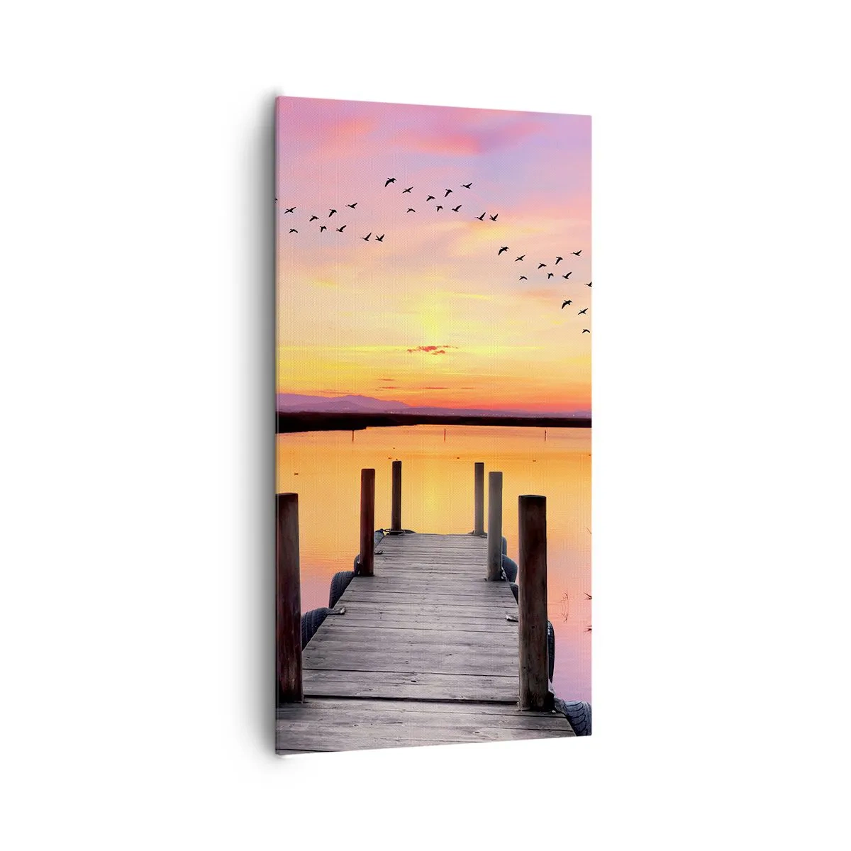 Lærredstryk - Billede på lærred - Violet stille daggry - 65x120 cm